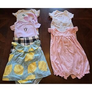 Carters Child of Mine Baby Girl Outfit Bundle 0-3M Romper Bodysuits Pants 7pc